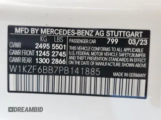 2023 Mercedes-Benz E 53 AMG with VIN W1KZF6BB7PB141885, listed as a Copart auction lot 58682663 with 131 mi miles and . Bid and sale history available at DreamBid. Image 12.