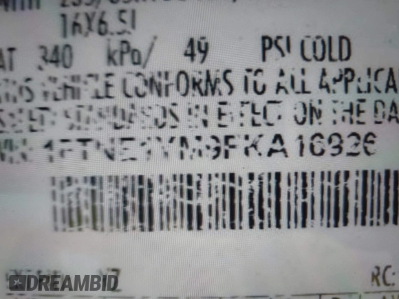 2015 Ford Transit Cargo z VIN 1FTNE1YM9FKA16926, wystawiony jako IAAI lot #42493994 z przebiegiem 218 427 mil mil oraz . Historia ofert i sprzedaży dostępna na DreamBid. Obrazek 9.
