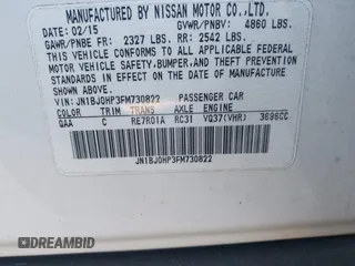 2015 Infiniti QX50 Journey with VIN JN1BJ0HP3FM730822, listed as a IAAI auction lot 41590976 with 70,941 mi miles. Bid and sale history available at carsss.com. Image 9.