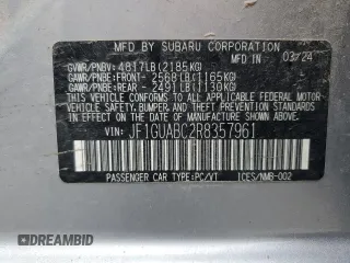 2024 Subaru Impreza with VIN JF1GUABC2R8357961, listed as a Copart auction lot 47258315 with 11,316 mi miles and Salvage Title. Bid and sale history available at carsss.com. Image 12.