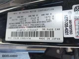 2016 Mazda Mazda3 i Grand Touring with VIN JM1BM1N74G1346467, listed as a IAAI auction lot 41954189 with 85,616 mi miles. Bid and sale history available at carsss.com. Image 9.