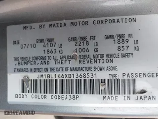 2011 Mazda Mazda3 s Sport with VIN JM1BL1K6XB1368531, listed as a IAAI auction lot 41891120 with 128,123 mi miles. Bid and sale history available at carsss.com. Image 9.