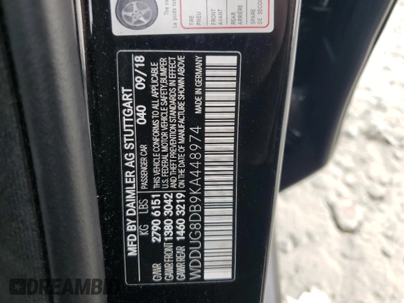 2019 Mercedes-Benz S-Class S 560 with VIN WDDUG8DB9KA448974, listed as a Copart auction lot 72887764 with 66,076 mi miles and Salvage Title. Bid and sale history available at carsss.com. Image 13.