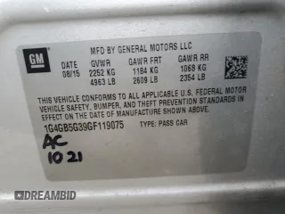 2016 Buick LaCrosse Leather with VIN 1G4GB5G39GF119075, listed as a Copart auction lot 51656445 with 170,135 mi miles and Salvage Title. Bid and sale history available at carsss.com. Image 12.