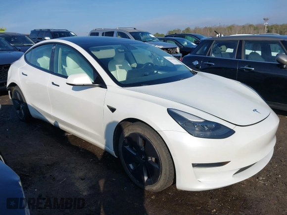 2021 Tesla Model 3 Long Range with VIN 5YJ3E1EB1MF056759, listed as a IAAI auction lot 41464108 with 48,694 mi miles and . Bid and sale history available at carsss.com. Image 1.