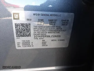 2020 Cadillac XT6 FWD Premium Luxury with VIN 1GYKPERS0LZ126231, listed as a Copart auction lot 60293642 with 43,187 mi miles. Bid and sale history available at carsss.com. Image 10.