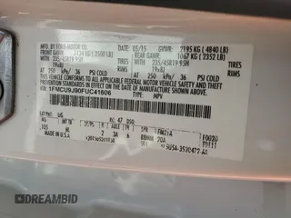 2015 Ford Escape Titanium z VIN 1FMCU9J90FUC41606, wystawiony jako Copart lot #57458455 z przebiegiem 71 671 mil mil oraz Szkoda całkowita • Salvage title. Historia ofert i sprzedaży dostępna na DreamBid. Obrazek 14.