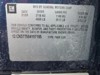 2008 Chevrolet Malibu LTZ with VIN 1G1ZK577584197195, listed as a Copart auction lot 46877765 with 229,970 mi miles and Salvage Title. Bid and sale history available at carsss.com. Image 12.