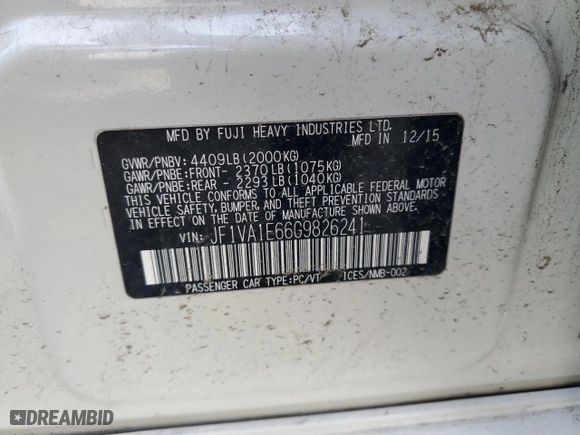 2016 Subaru WRX Premium with VIN JF1VA1E66G9826241, listed as a Copart auction lot 44823845 with 98,602 mi miles and Salvage Title. Bid and sale history available at carsss.com. Image 12.