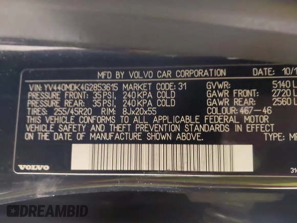 2016 Volvo XC60 T5 Drive-E Premier с VIN YV440MDK4G2853615, выставлен на аукционе IAAI как лот 41642524 с пробегом 173 852 миль миль и . История ставок и продаж доступна на DreamBid. Изображение 9.