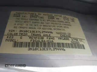 2007 Nissan Versa SL с VIN 3N1BC13E57L394446, выставлен на аукционе IAAI как лот 42855943 с пробегом 169 375 миль миль и . История ставок и продаж доступна на DreamBid. Изображение 9.