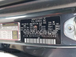 2024 Kia Sportage SX-Prestige with VIN 5XYK53DF7RG145540, listed as a IAAI auction lot 40186587 with 13,594 mi miles and . Bid and sale history available at carsss.com. Image 9.