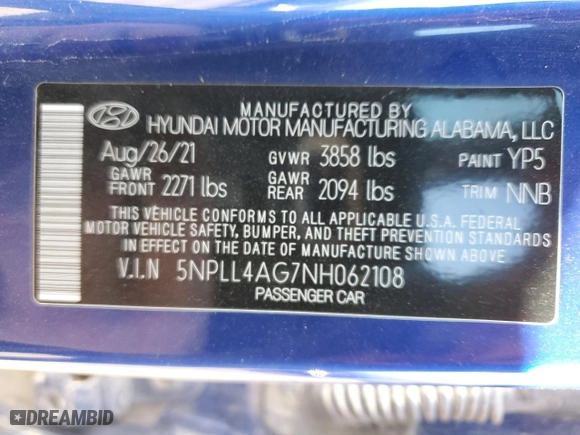 2022 Hyundai Elantra SE with VIN 5NPLL4AG7NH062108, listed as a Copart auction lot 49962955 with 134,637 mi miles and Salvage Title. Bid and sale history available at carsss.com. Image 14.