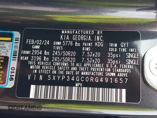 2024 Kia Telluride EX with VIN 5XYP34GC0RG491657, listed as a IAAI auction lot 41918338 with 19,511 mi miles and . Bid and sale history available at DreamBid. Image 9.