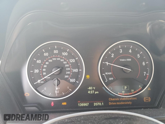 2015 BMW 2 Series M235i with VIN WBA1J7C5XFV253790, listed as a Copart auction lot 57155255 with 136,967 mi miles and Salvage title. Bid and sale history available at DreamBid. Image 9.