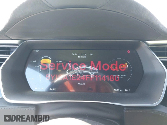 2015 Tesla Model S 85D z VIN 5YJSA1E24FF114180, wystawiony jako IAAI lot #41832583 z przebiegiem 152 008 mil mil oraz . Historia ofert i sprzedaży dostępna na DreamBid. Obrazek 7.