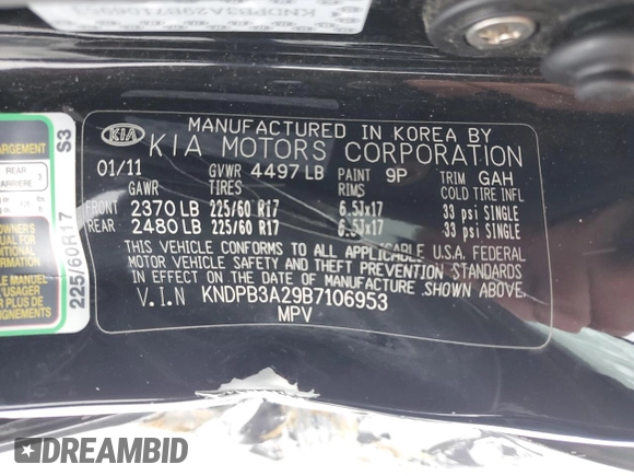 2011 Kia Sportage LX with VIN KNDPB3A29B7106953, listed as a Copart auction lot 87732745 with 187,776 mi miles and Salvage Title. Bid and sale history available at carsss.com. Image 14.
