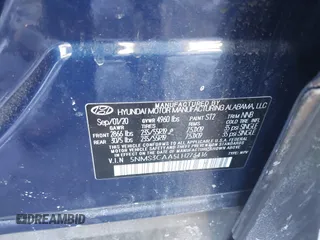 2020 Hyundai Santa Fe SEL with VIN 5NMS3CAA5LH273416, listed as a IAAI auction lot 41423152 with 94,920 mi miles. Bid and sale history available at carsss.com. Image 9.