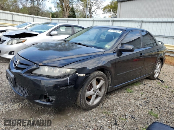 2008 Mazda 6 i Sport VE with VIN 1YVHP80C085M46018, listed as a Copart auction lot 52190595 with 169,729 mi miles and Salvage Title. Bid and sale history available at carsss.com. Image 1.