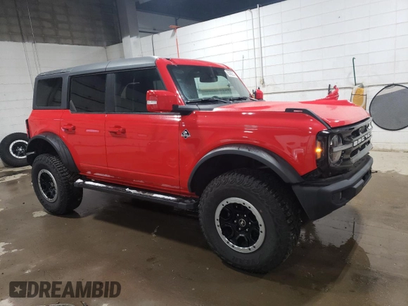 2023 Ford Bronco with VIN 1FMDE5DH2PLB06826, listed as a Copart auction lot 83089214 with 16,959 mi miles and Salvage Title. Bid and sale history available at DreamBid. Image 4.