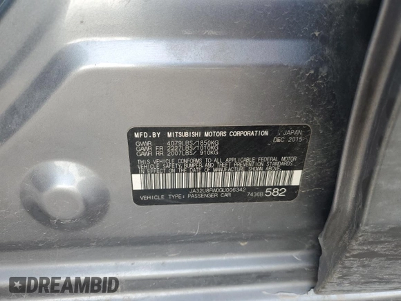 2016 Mitsubishi Lancer GT with VIN JA32U8FW0GU006342, listed as a Copart auction lot 89215865 with 0 mi miles and Salvage Title. Bid and sale history available at carsss.com. Image 13.