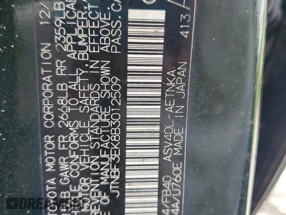 2011 Toyota Camry LE with VIN JTNBF3EK8B3012509, listed as a Copart auction lot 61042674 with Not Provided miles and Non Repairable. Bid and sale history available at DreamBid. Image 12.