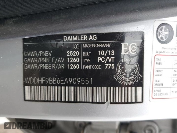 2014 Mercedes-Benz E 550 Sport with VIN WDDHF9BB6EA909551, listed as a Copart auction lot 43435305 with 129,450 mi miles and Clean Title. Bid and sale history available at DreamBid. Image 12.