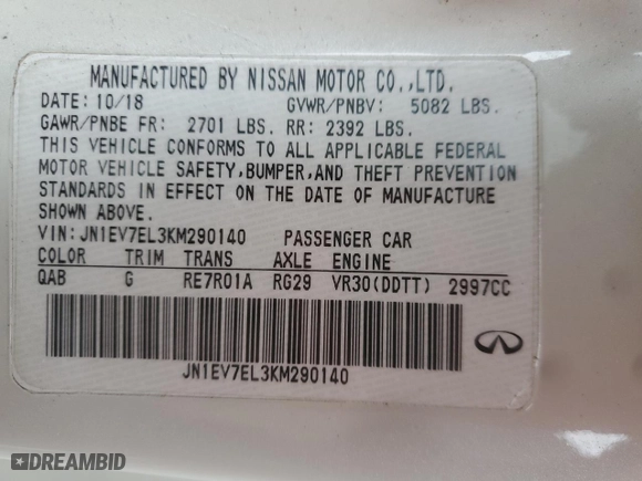 2019 Infiniti Q60 3.0t LUXE with VIN JN1EV7EL3KM290140, listed as a Copart auction lot 45725095 with 28,244 mi miles and Salvage Title. Bid and sale history available at carsss.com. Image 12.