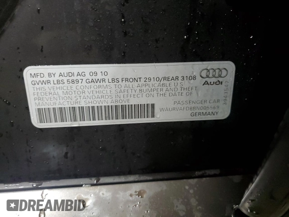 2011 Audi A8 z VIN WAURVAFD8BN005569, wystawiony jako Copart lot #52101065 z przebiegiem 104 893 mil mil oraz Szkody całkowita. Historia ofert i sprzedaży dostępna na DreamBid. Obrazek 12.