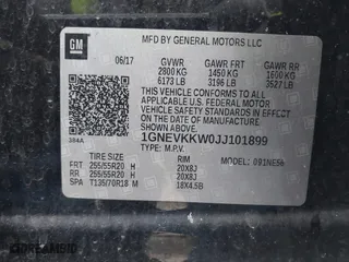 2018 Chevrolet Traverse High Country with VIN 1GNEVKKW0JJ101899, listed as a IAAI auction lot 41398396 with 107,055 mi miles. Bid and sale history available at carsss.com. Image 9.