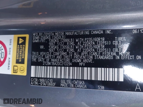 2013 Lexus RX 350 с VIN 2T2BK1BA2DC213294, выставлен на аукционе IAAI как лот 41139006 с пробегом 110 156 миль миль и . История ставок и продаж доступна на DreamBid. Изображение 9.