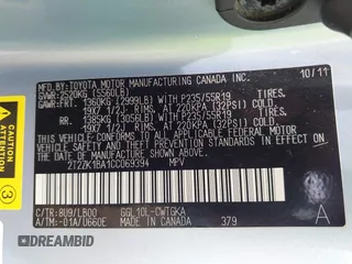 2012 Lexus RX 350 with VIN 2T2ZK1BA1CC069394, listed as a IAAI auction lot 42415689 with 125,539 mi miles and . Bid and sale history available at DreamBid. Image 9.