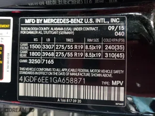 2016 Mercedes-Benz GL with VIN 4JGDF6EE1GA658871, listed as a Copart auction lot 75870944 with 119,801 mi miles and Clean Title. Bid and sale history available at carsss.com. Image 13.