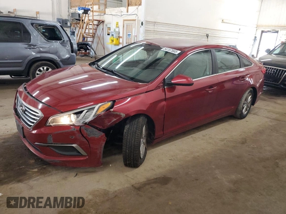 2016 Hyundai Sonata SE with VIN 5NPE24AF0GH376334, listed as a Copart auction lot 54157565 with 106,290 mi miles and Salvage Title. Bid and sale history available at carsss.com. Image 1.