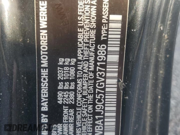 2016 BMW 2 Series M235i xDrive with VIN WBA1J9C57GV371986, listed as a Copart auction lot 77871604 with 0 mi miles and Salvage Title. Bid and sale history available at carsss.com. Image 12.
