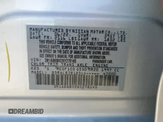2022 Nissan Sentra S with VIN 3N1AB8BV2NY278145, listed as a Copart auction lot 80972623 with 3,484 mi miles and Clean Title. Bid and sale history available at carsss.com. Image 12.