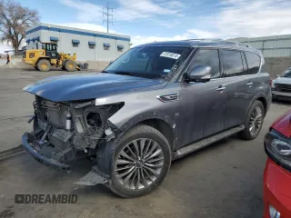 2018 Infiniti QX80 with VIN JN8AZ2NE1J9194985, listed as a Copart auction lot 41816615 with 76,857 mi miles and Salvage Title. Bid and sale history available at carsss.com. Image 1.