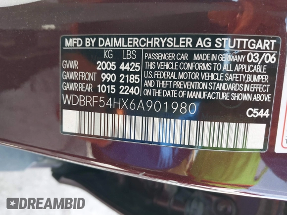 2006 Mercedes-Benz C 280 Luxury с VIN WDBRF54HX6A901980, выставлен на аукционе IAAI как лот 41437202 с пробегом Не указан миль и . История ставок и продаж доступна на DreamBid. Изображение 9.