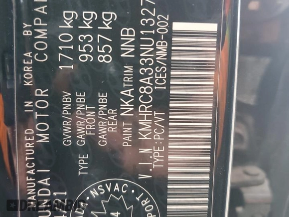 2022 Hyundai Venue Limited z VIN KMHRC8A33NU132736, wystawiony jako Copart lot #58028005 z przebiegiem 99 522 mil mil oraz Szkoda całkowita • Salvage title. Historia ofert i sprzedaży dostępna na DreamBid. Obrazek 12.