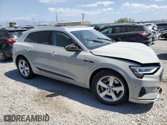 2019 Audi e-tron Premium Plus with VIN WA1LAAGE2KB024948, listed as a Copart auction lot 60459195 with 57,391 mi miles and Salvage title. Bid and sale history available at DreamBid. Image 4.