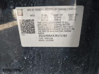 2018 Chevrolet Impala LS with VIN 2G11X5SAXJ9171762, listed as a IAAI auction lot 41667201 with 124,720 mi miles. Bid and sale history available at carsss.com. Image 9.