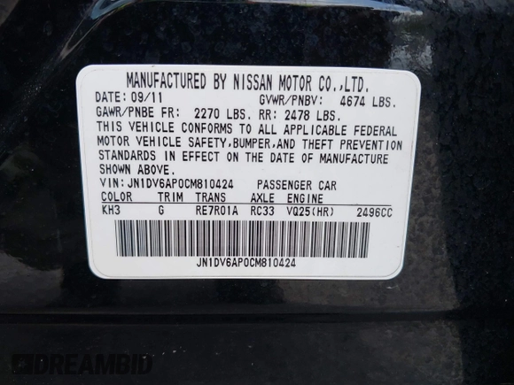2012 Infiniti G25 Journey с VIN JN1DV6AP0CM810424, выставлен на аукционе IAAI как лот 42337879 с пробегом 163 833 миль миль и . История ставок и продаж доступна на DreamBid. Изображение 9.