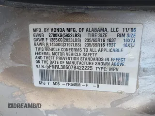 2007 Honda Odyssey EX-L с VIN 5FNRL38607B422225, выставлен на аукционе IAAI как лот 41120393 с пробегом 234 968 миль миль и . История ставок и продаж доступна на DreamBid. Изображение 9.