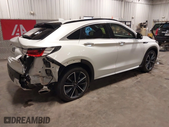 2023 Infiniti QX55 Essential with VIN 3PCAJ5KR3PF121093, listed as a IAAI auction lot 42286924 with 26,165 mi miles and . Bid and sale history available at DreamBid. Image 4.