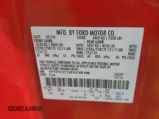 2014 Ford F-150 XL with VIN 1FTFX1CT2EKE45188, listed as a Copart auction lot 49287235 with 272,338 mi miles and Salvage Title. Bid and sale history available at carsss.com. Image 12.