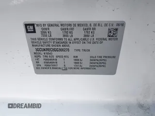 2016 Chevrolet Silverado 1500 LT with VIN 3GCUKREC8GG366278, listed as a IAAI auction lot 41993038 with 176,515 mi miles and . Bid and sale history available at DreamBid. Image 9.