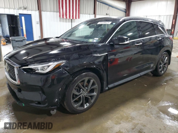 2019 Infiniti QX50 Luxe z VIN 3PCAJ5M38KF105442, wystawiony jako Copart lot #59209025 z przebiegiem 129 840 mil mil oraz Szkoda całkowita • Salvage title. Historia ofert i sprzedaży dostępna na DreamBid. Obrazek 1.