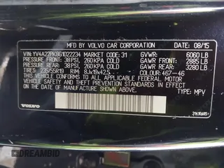 2016 Volvo XC90 T6 Momentum with VIN YV4A22PK8G1022234, listed as a IAAI auction lot 41705411 with 123,072 mi miles. Bid and sale history available at carsss.com. Image 9.