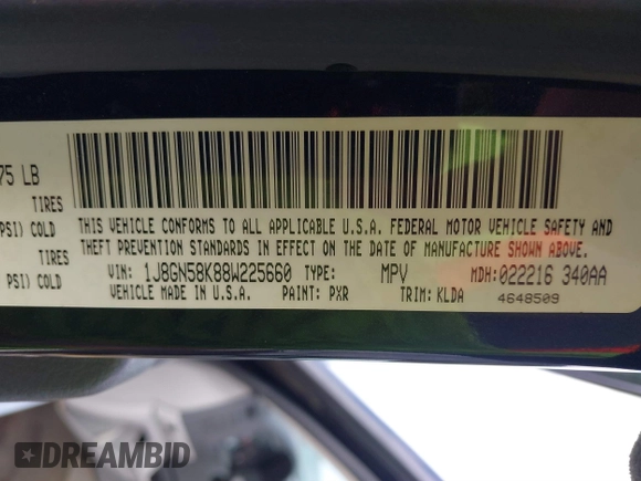 2008 Jeep Liberty Limited with VIN 1J8GN58K88W225660, listed as a IAAI auction lot 41693704 with 219,803 mi miles and . Bid and sale history available at carsss.com. Image 9.