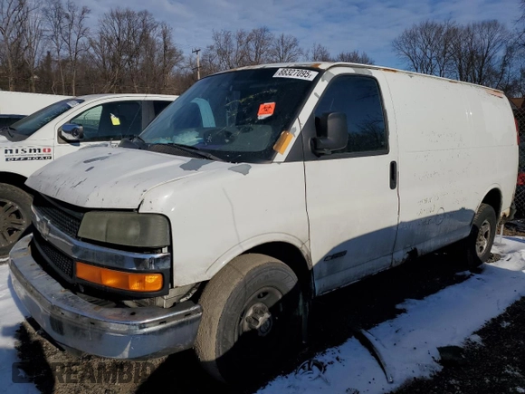 2003 Chevrolet Express Cargo with VIN 1GCGG25V331168496, listed as a Copart auction lot 88327095 with 354,286 mi miles and Salvage Title. Bid and sale history available at DreamBid. Image 1.